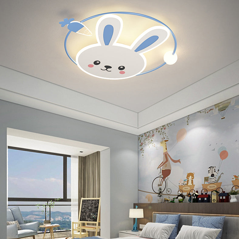 Rabbit Cartoon LED Flush Mount Metal 1-light Flush Ceiling Light for Children Room