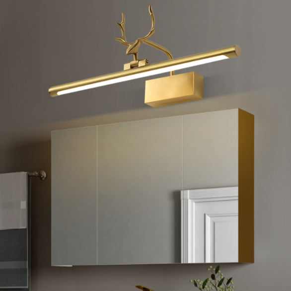 Plan de pared LED de oro de cobre en el estilo creativo moderno Luz de pared lineal acrílica con decoración de asta