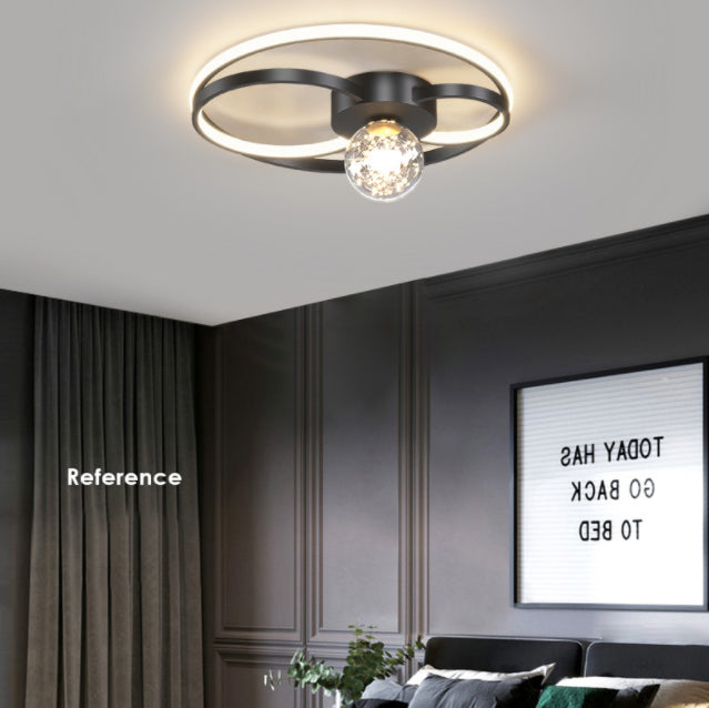 Nordic Style Minimalism LED Line Ceiling Light Transparent Glass Globe LED Light Strings Flush Mount Light for Bedroom