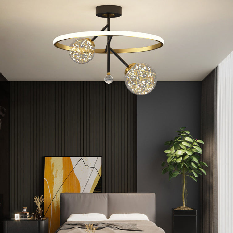 Contemporary Simplicity Circles Ceiling Lamp Transparent Glass Globe LED String Light Pendant Light for Bedroom