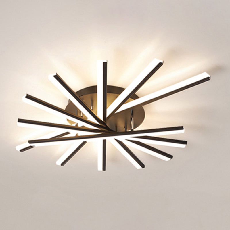 Semplice barra sottile semifulto illuminazione in metallo monte semi-flush per soggiorno