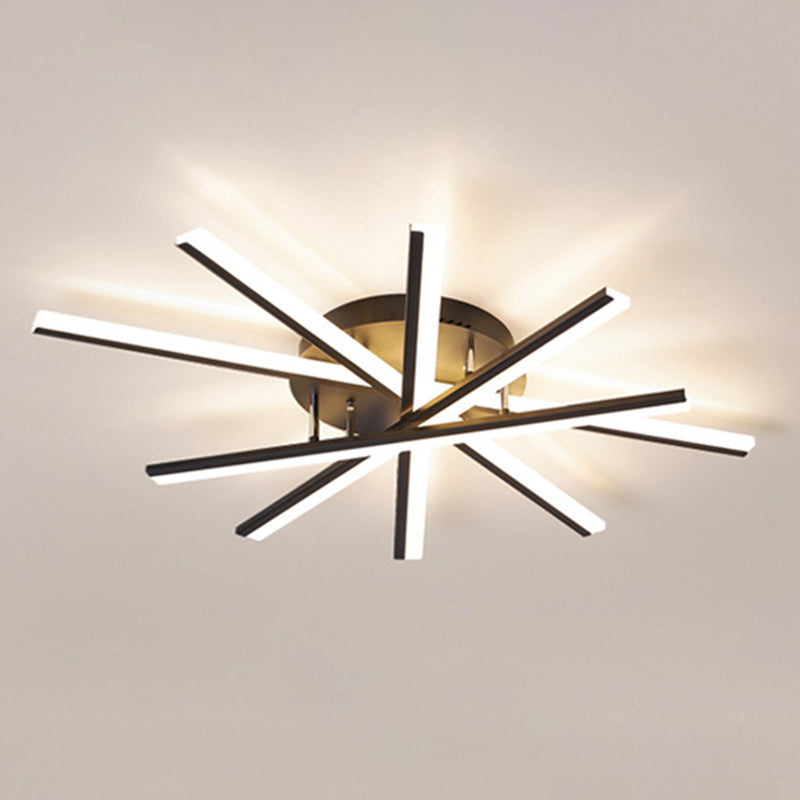 Simple Slender Bar Semi Flush Mount Lighting Metal Semi-Flush Mount for Living Room