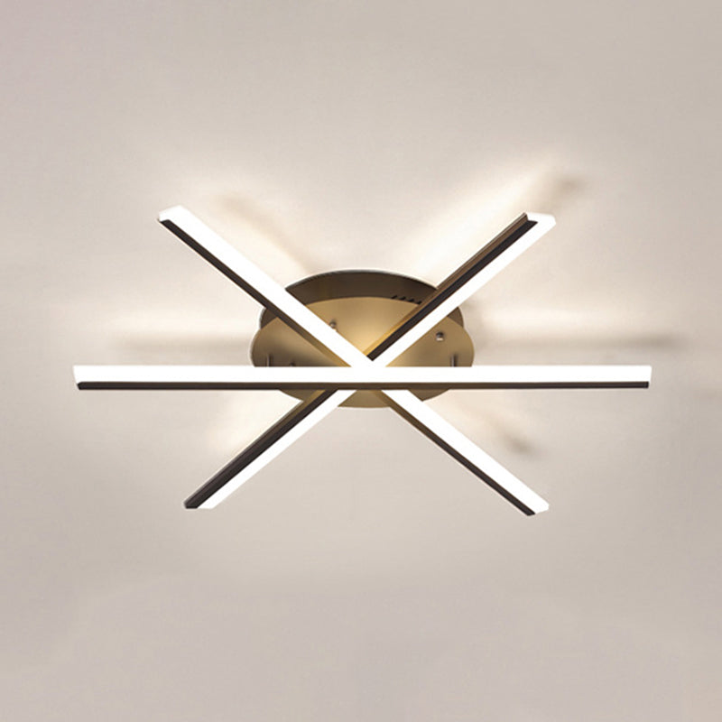 Simple Slender Bar Semi Flush Mount Lighting Metal Semi-Flush Mount for Living Room