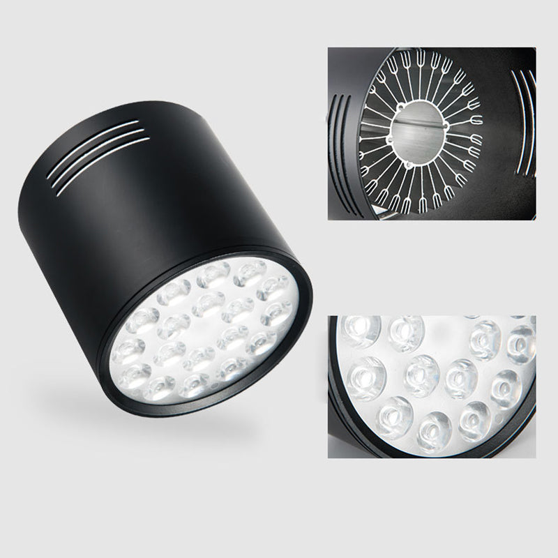 Cylindrical Corridor Downlight Aluminum Modern Flush Mount LED Light in Black