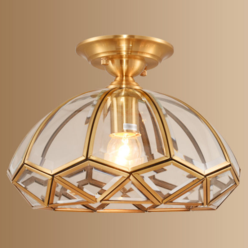 1 Light Classic Semi Flush Ceiling Light Beveled Transparent Glass Semi Flush Light Fixtures