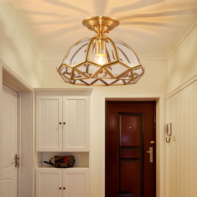 1 Light Classic Semi Flush Ceiling Light Beveled Transparent Glass Semi Flush Light Fixtures