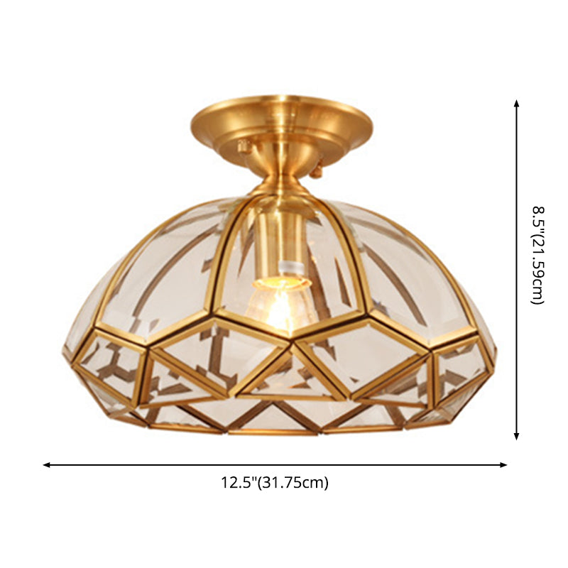 1 Light Classic Semi Flush Ceiling Light Beveled Transparent Glass Semi Flush Light Fixtures