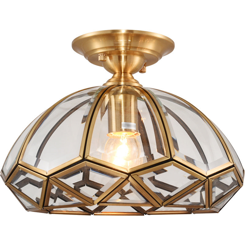 1 Light Classic Semi Flush Ceiling Light Beveled Transparent Glass Semi Flush Light Fixtures