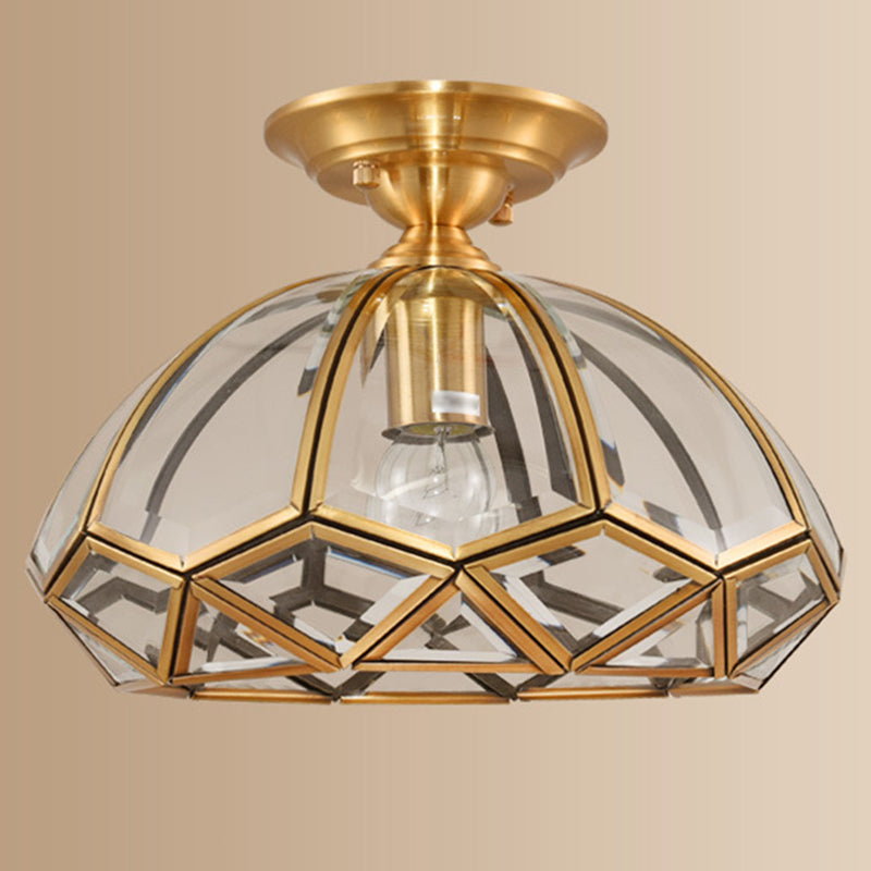 1 Light Classic Semi Flush Ceiling Light Beveled Transparent Glass Semi Flush Light Fixtures