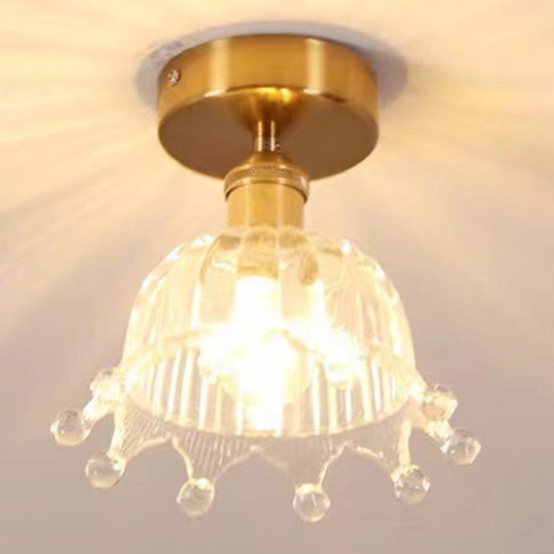 1 leichte transparente Glas Halbflush Mount Deckenleuchten Vintage Foyer und Hall Semi Flush Mount