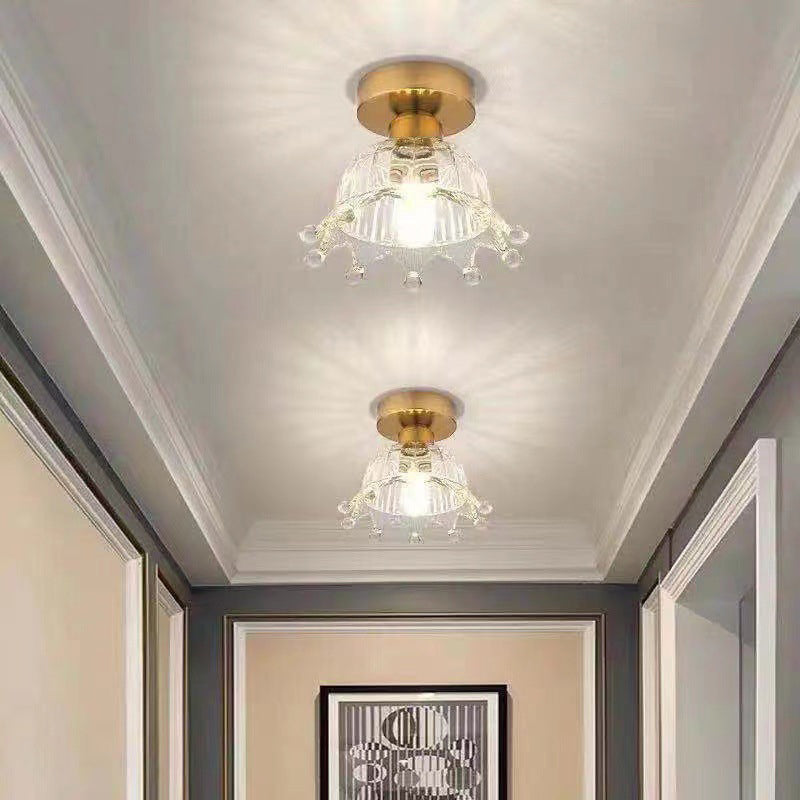 1 leichte transparente Glas Halbflush Mount Deckenleuchten Vintage Foyer und Hall Semi Flush Mount