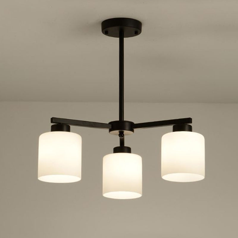 Nieuw modern wit glas semi -montage verlichtingscilinder zwart plafond gemonteerd armatuur