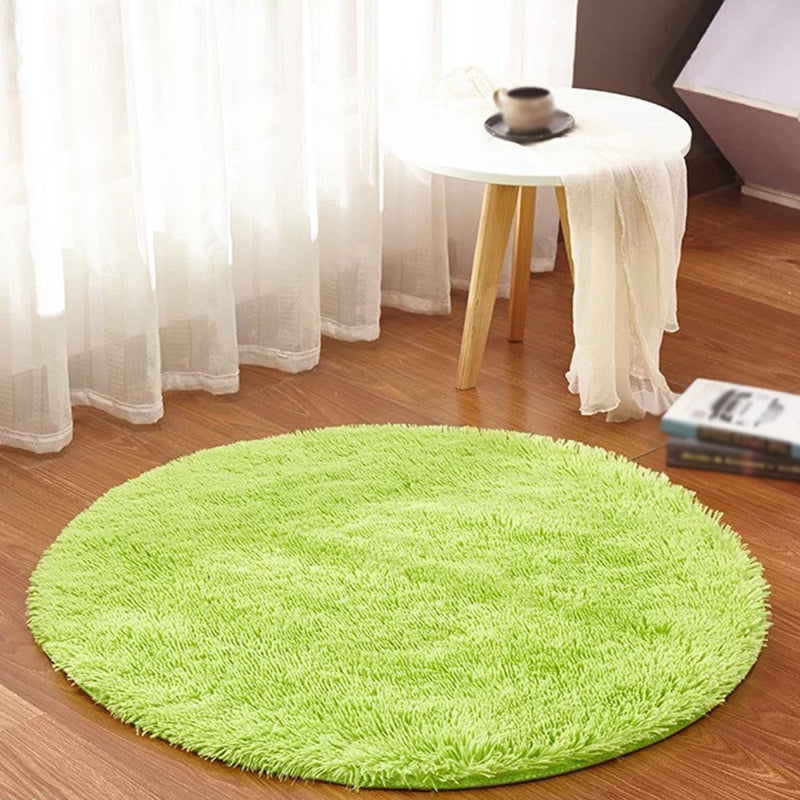 Tapis rond à tendance multicolore Confort Solid Shag Area Polyester Polyester sans glissement Rapis d'intérieur pour décoration intérieure