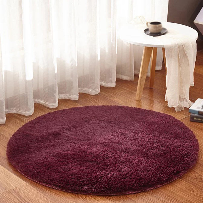 Multi-colour trendy Round Rug Comfort Solid Shag Area Carpet Polyester Non-Slip Backing binnen Tapijt voor woningdecoratie