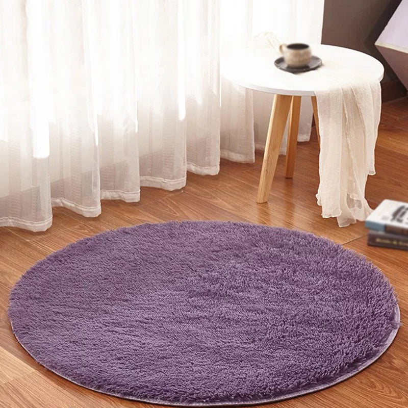 Multi-colour trendy Round Rug Comfort Solid Shag Area Carpet Polyester Non-Slip Backing binnen Tapijt voor woningdecoratie