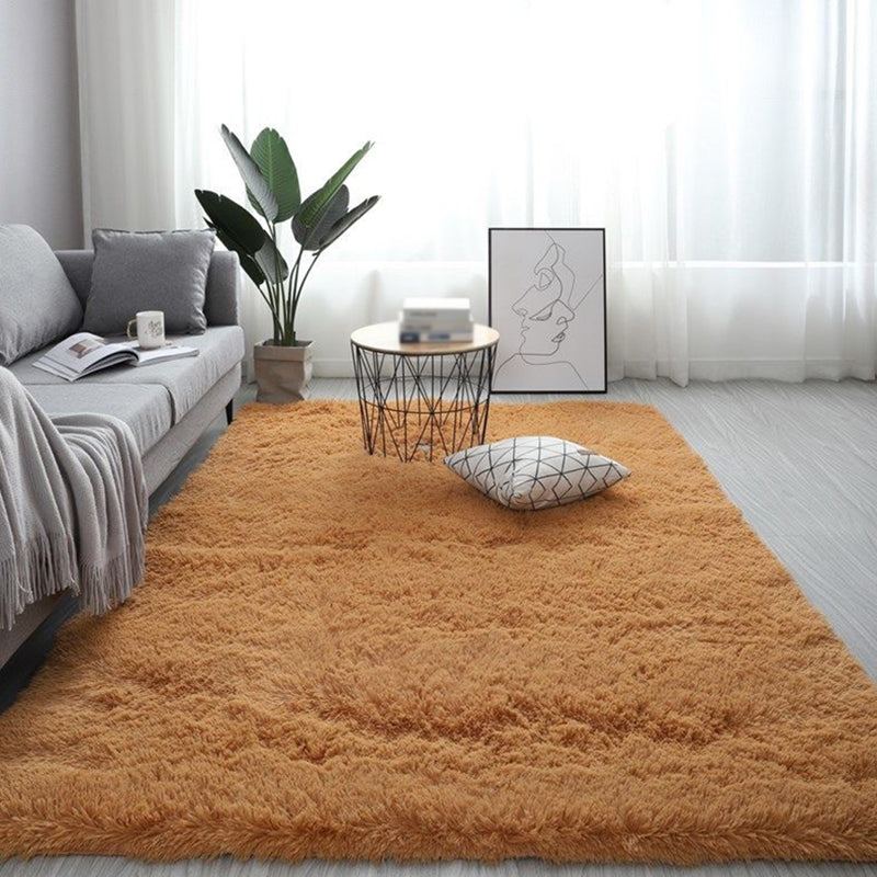 Multicolored Contemporary Area Rug Simple Plain Polyester Indoor Carpet Anti-Slip Backing Shag Rug for Living Room