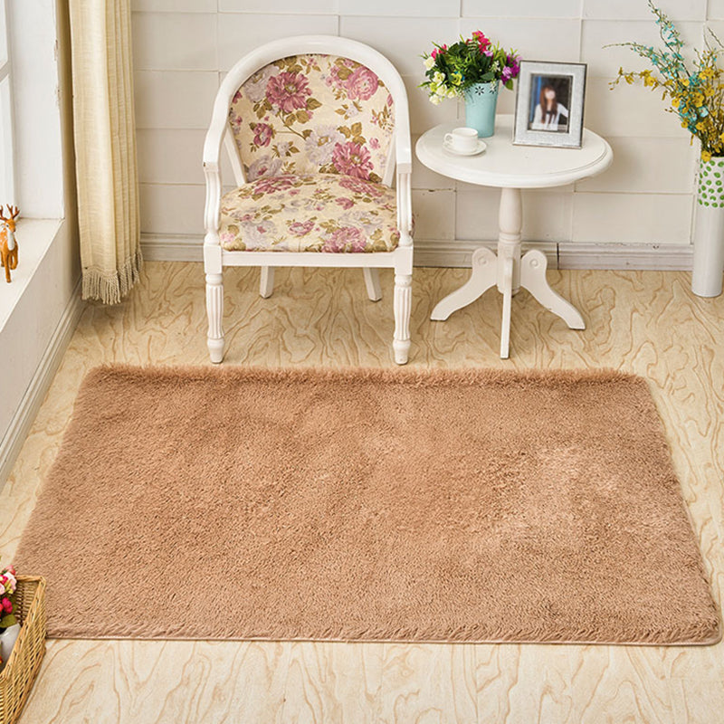 Simplicity Solid Rectangle Area Rug Comfort Modern Shag Indoor Rug Polyester Friendly Washable Area Carpet for Living Room