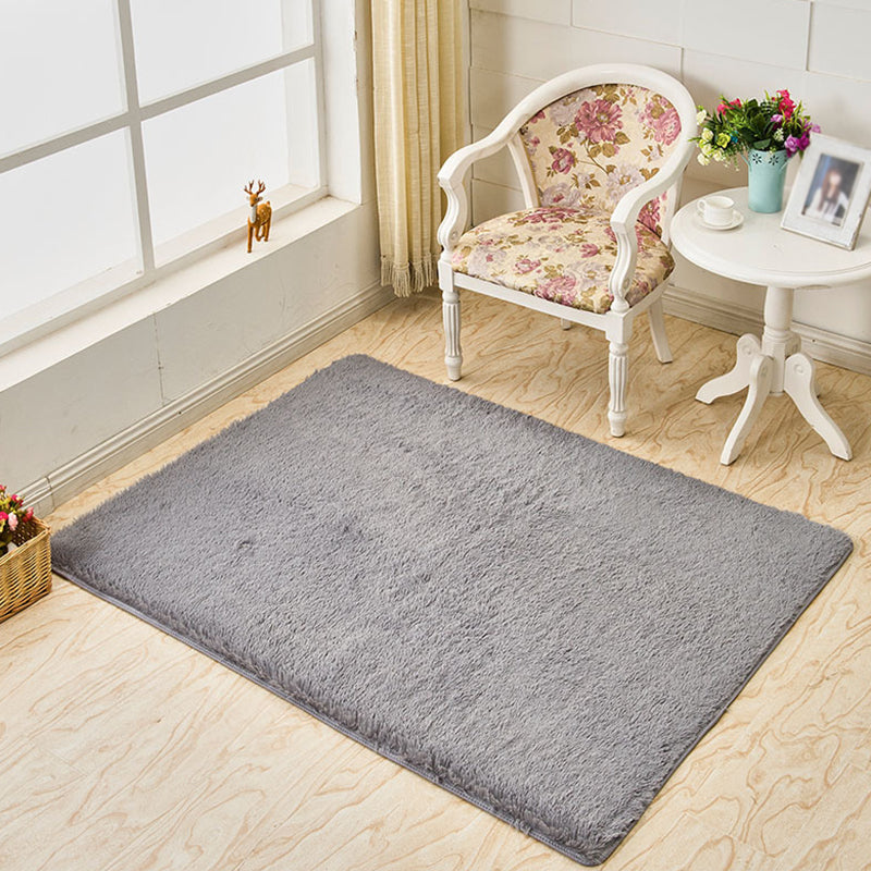 Simplicity Solid Rectangle Area Rug Comfort Modern Shag Indoor Rug Polyester Friendly Washable Area Carpet for Living Room