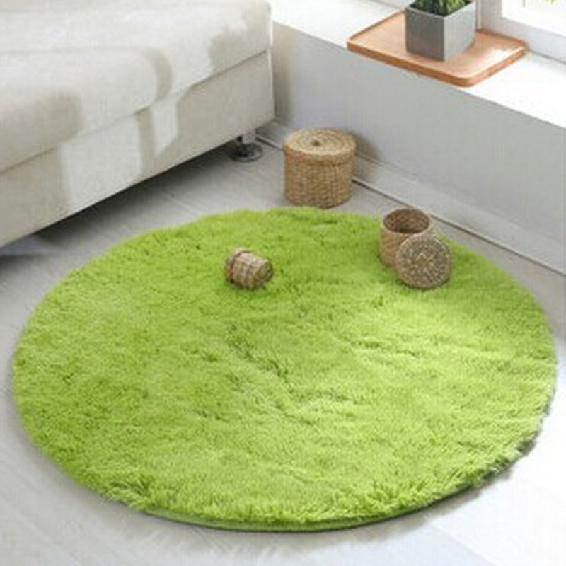 Minimalist Solid Round Indoor Rug Comfort Modern Shag Area Carpet Polyester Anti-Slip Backing Area Rug for Living Room