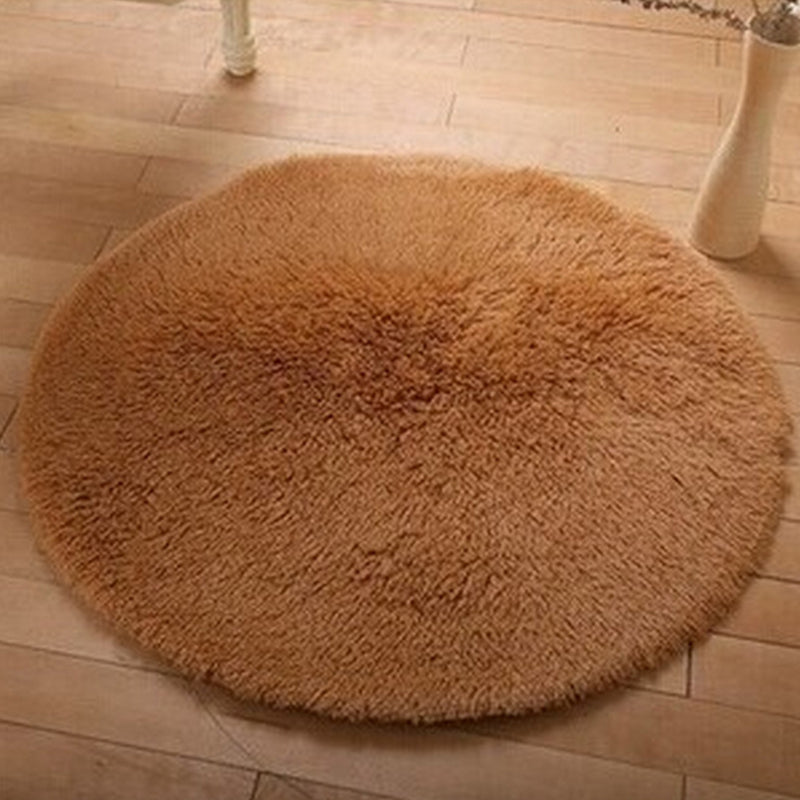 Minimalist Solid Round Indoor Rug Comfort Modern Shag Area Carpet Polyester Anti-Slip Backing Area Rug for Living Room