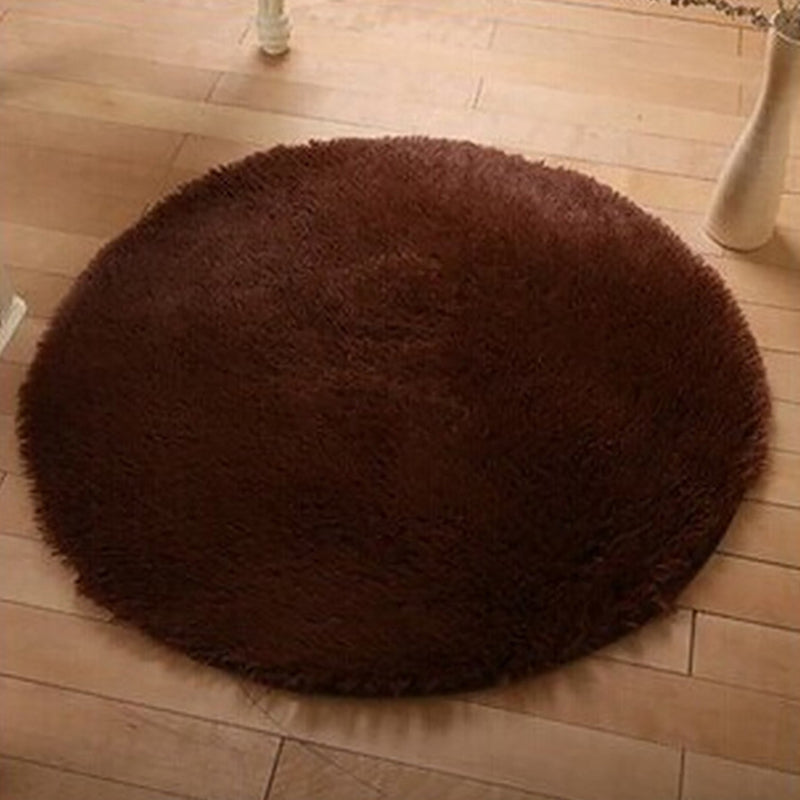 Minimalist Solid Round Indoor Rug Comfort Modern Shag Area Carpet Polyester Anti-Slip Backing Area Rug for Living Room