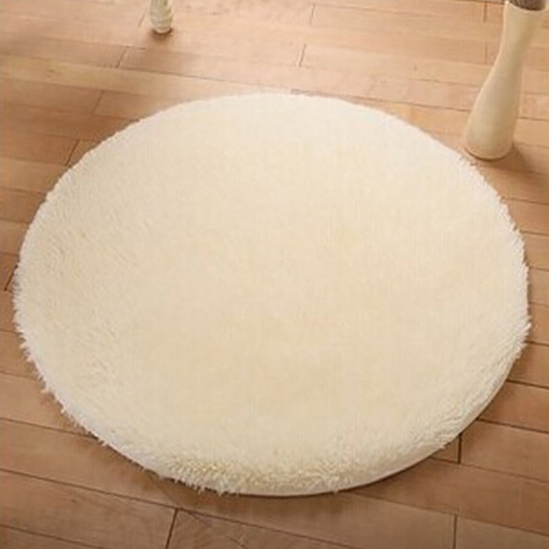 Minimalist Solid Round Indoor Rug Comfort Modern Shag Area Carpet Polyester Anti-Slip Backing Area Rug for Living Room