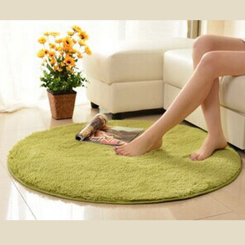 Minimalist Solid Round Indoor Rug Comfort Modern Shag Area Carpet Polyester Anti-Slip Backing Area Rug for Living Room