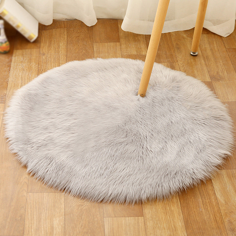 Multicolored Funky Round Rug Comfort Modern Plain Shag Carpet Polyester Stain Resistant Indoor Rug for Home Decoration