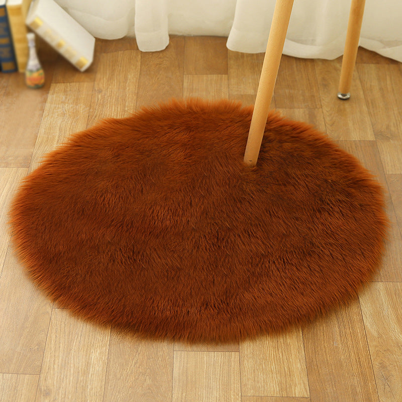 Multicolored Funky Round Rug Comfort Modern Plain Shag Carpet Polyester Stain Resistant Indoor Rug for Home Decoration