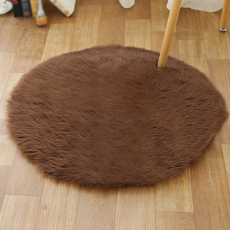 Multicolored Funky Round Rug Comfort Modern Plain Shag Carpet Polyester Stain Resistant Indoor Rug for Home Decoration