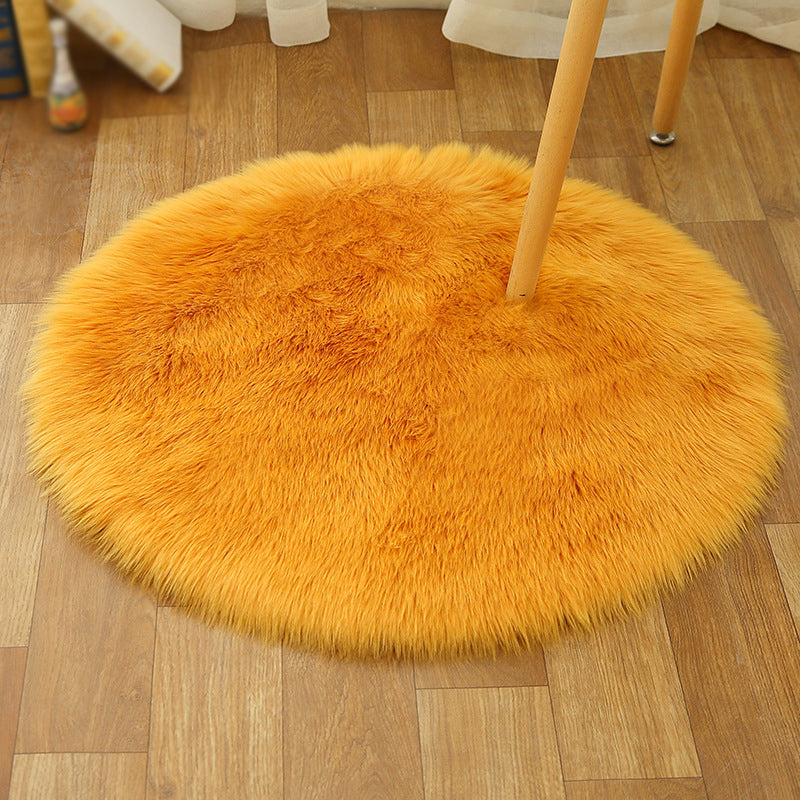 Multicolored Funky Round Rug Comfort Modern Plain Shag Carpet Polyester Stain Resistant Indoor Rug for Home Decoration