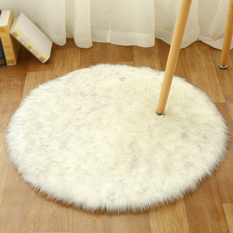 Multicolored Funky Round Rug Comfort Modern Plain Shag Carpet Polyester Stain Resistant Indoor Rug for Home Decoration