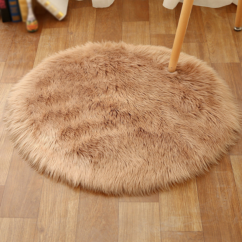 Multicolored Funky Round Rug Comfort Modern Plain Shag Carpet Polyester Stain Resistant Indoor Rug for Home Decoration