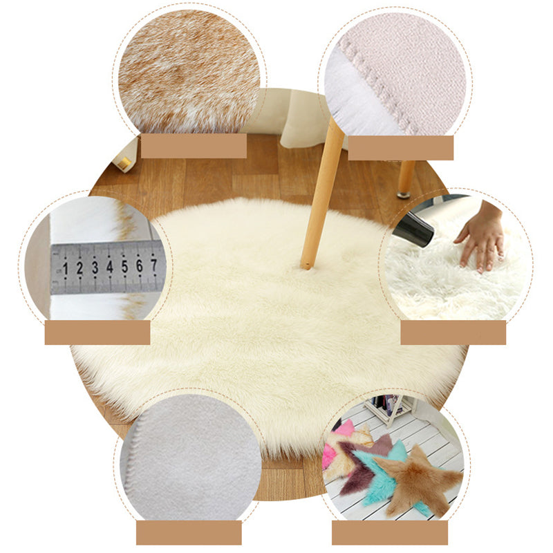 Multicolored Funky Round Rug Comfort Modern Plain Shag Carpet Polyester Stain Resistant Indoor Rug for Home Decoration