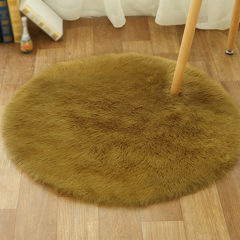 Multicolored Funky Round Rug Comfort Modern Plain Shag Carpet Polyester Stain Resistant Indoor Rug for Home Decoration