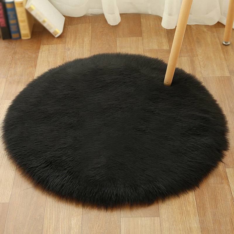 Multicolored Funky Round Rug Comfort Modern Plain Shag Carpet Polyester Stain Resistant Indoor Rug for Home Decoration