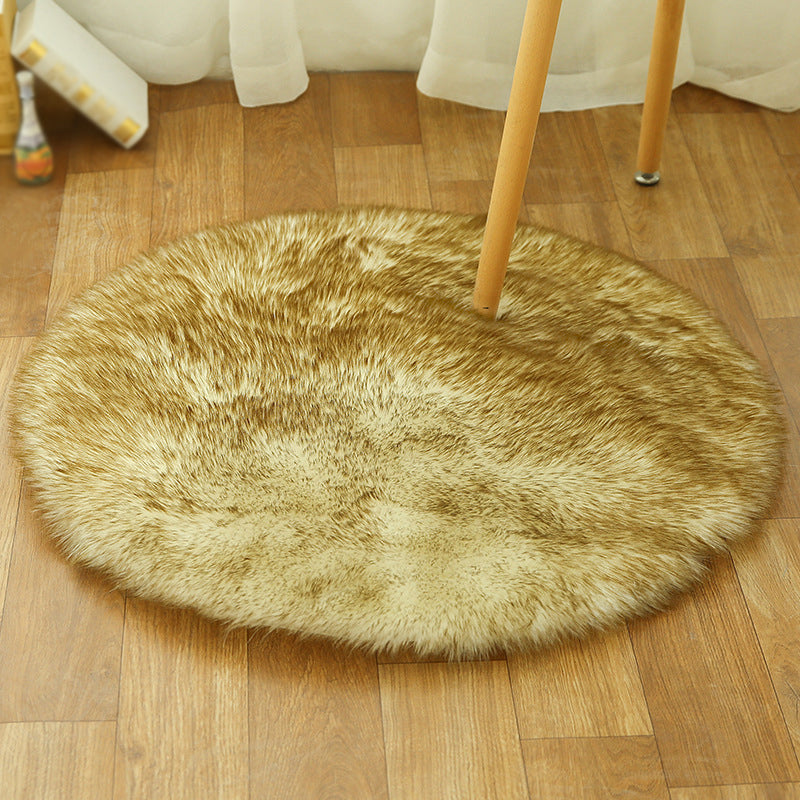 Multicolored Funky Round Rug Comfort Modern Plain Shag Carpet Polyester Stain Resistant Indoor Rug for Home Decoration