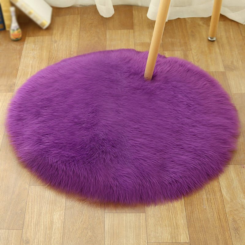 Multicolored Funky Round Rug Comfort Modern Plain Shag Carpet Polyester Stain Resistant Indoor Rug for Home Decoration