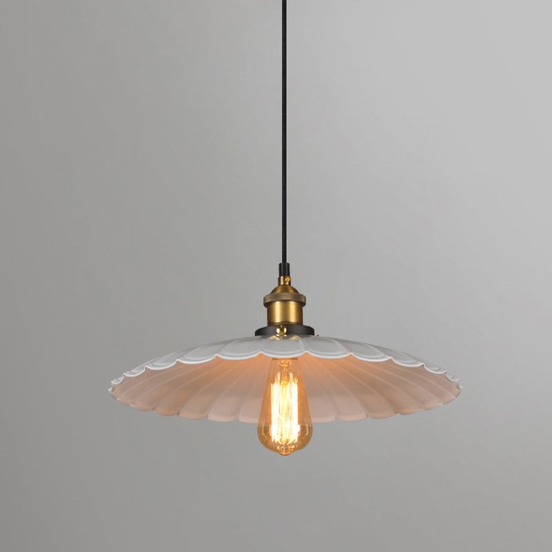 Industrial Classic Scalloped Pendant Light Wrought Iron Hanging Light for Commercial Place