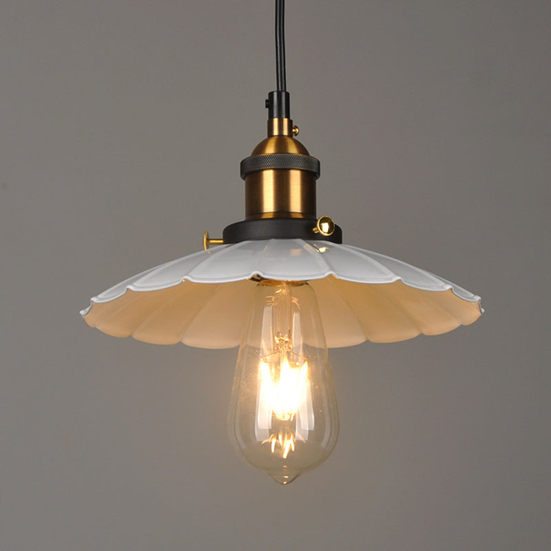 Industrial Classic Scalloped Pendant Light Wrought Iron Hanging Light for Commercial Place