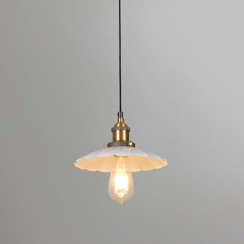 Industrial Classic Scalloped Pendant Light Wrought Iron Hanging Light for Commercial Place