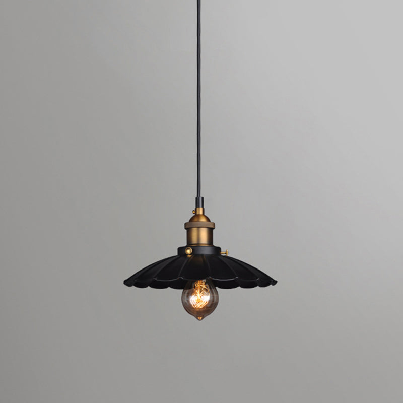 Industrial Classic Scalloped Pendant Light Wrought Iron Hanging Light for Commercial Place