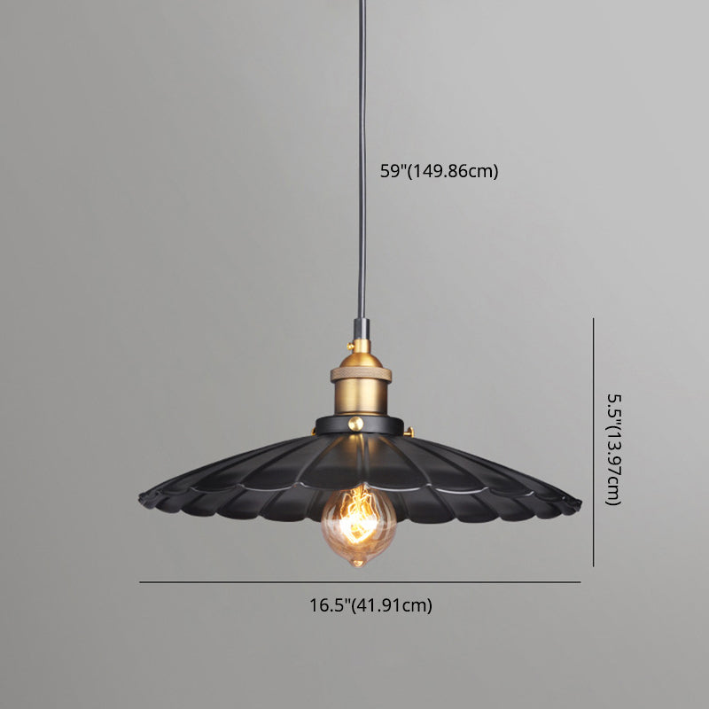 Industrial Classic Scalloped Pendant Light Wrought Iron Hanging Light for Commercial Place