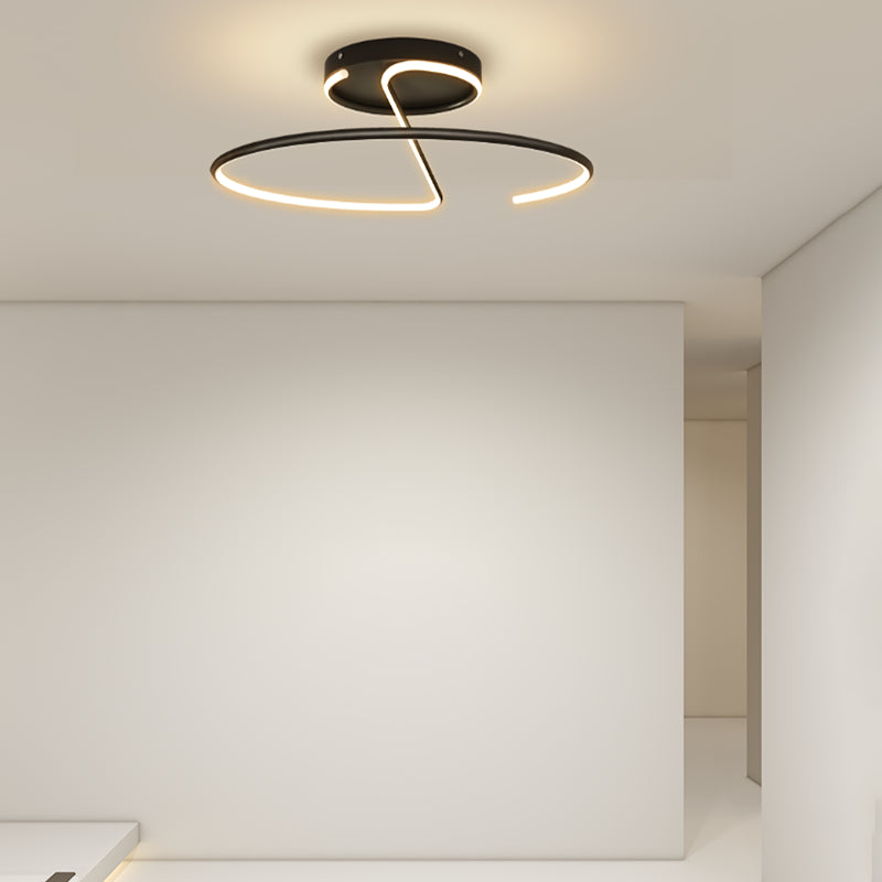 Linear Aluminum Flush Ceiling Light LED Minimalism 1-Light  Ceiling Mounted Light for Study Room