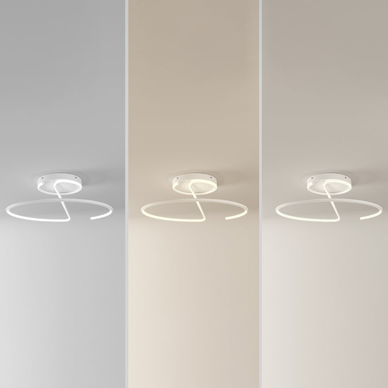 Linear Aluminum Flush Ceiling Light LED Minimalism 1-Light  Ceiling Mounted Light for Study Room