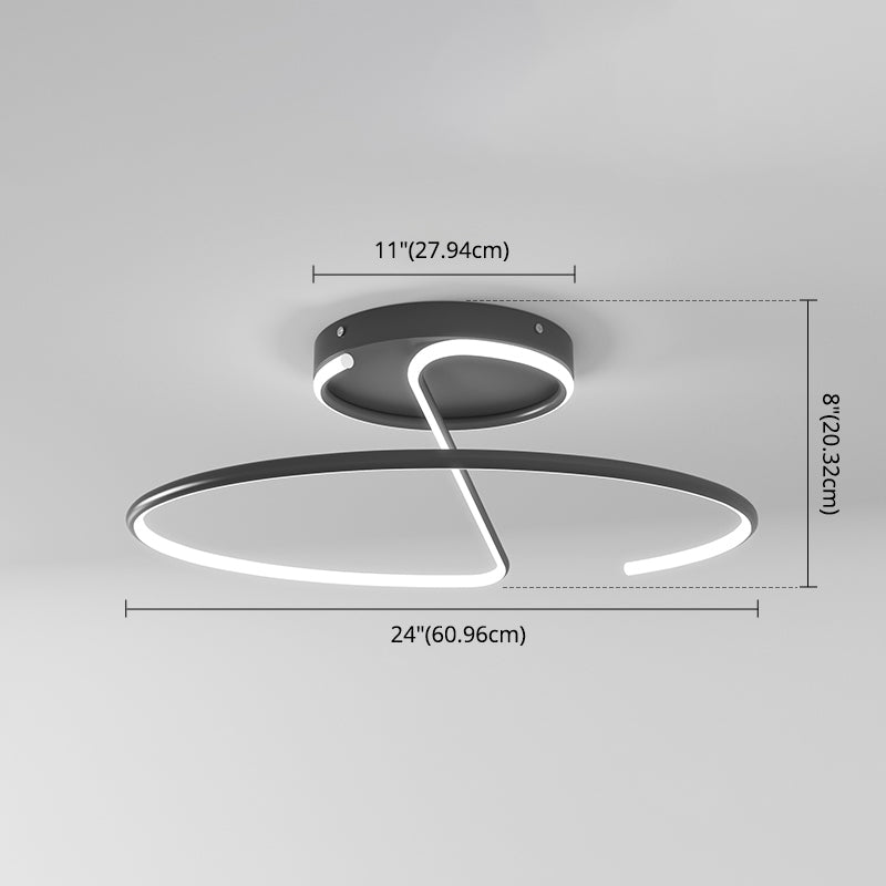 Linear Aluminum Flush Ceiling Light LED Minimalism 1-Light  Ceiling Mounted Light for Study Room