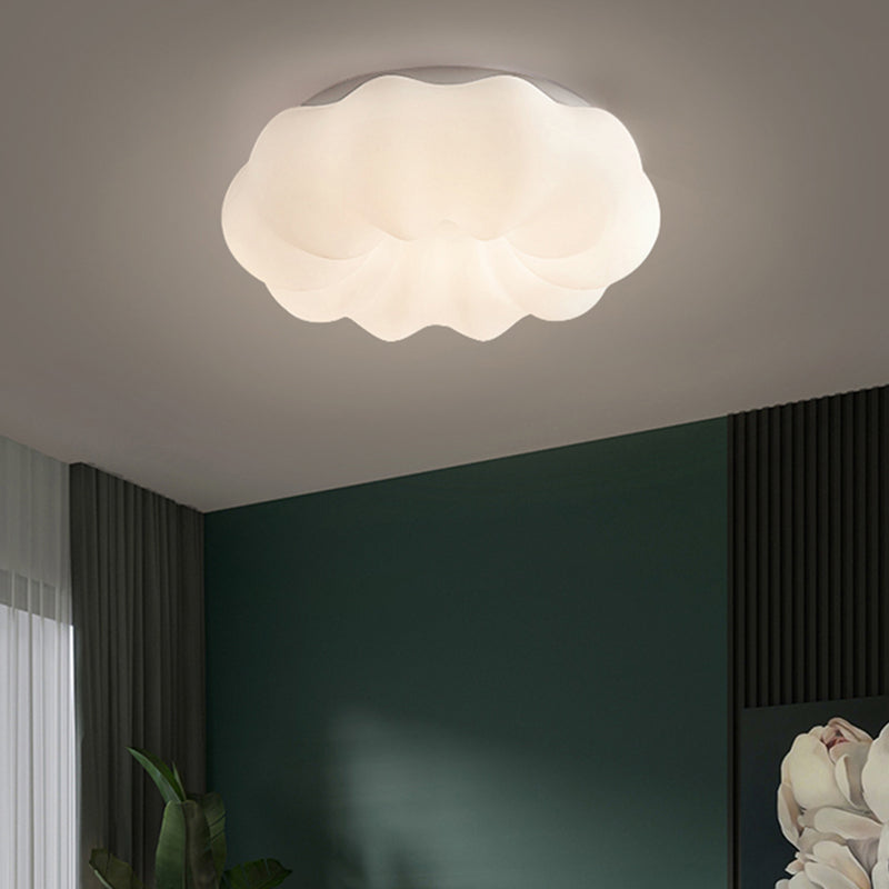 Resin White Modern Flush Light Geometrical 1-Light Ceiling Flush Mount for Living Room