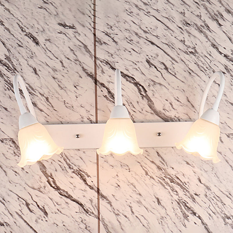 Country Style Flexible Gooseneck Wall Lamp Frosted White Glass Vanity Light Fixture for Bathroom