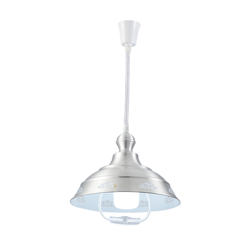 Bowl en forme d'éclairage en aluminium Loft Loft Style 1-Bulb Silver suspendu plafonnier