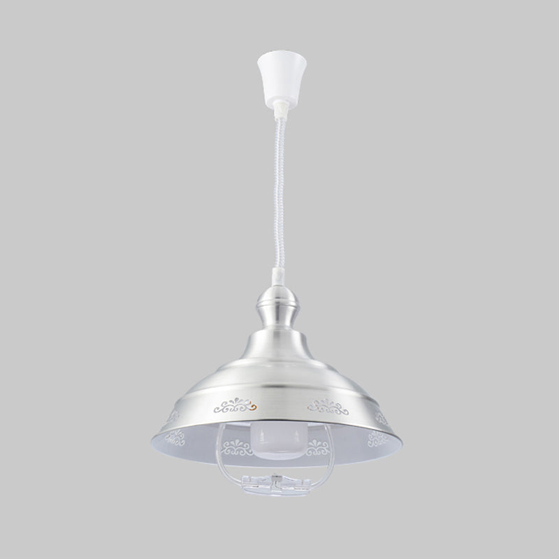 Bowl en forme d'éclairage en aluminium Loft Loft Style 1-Bulb Silver suspendu plafonnier